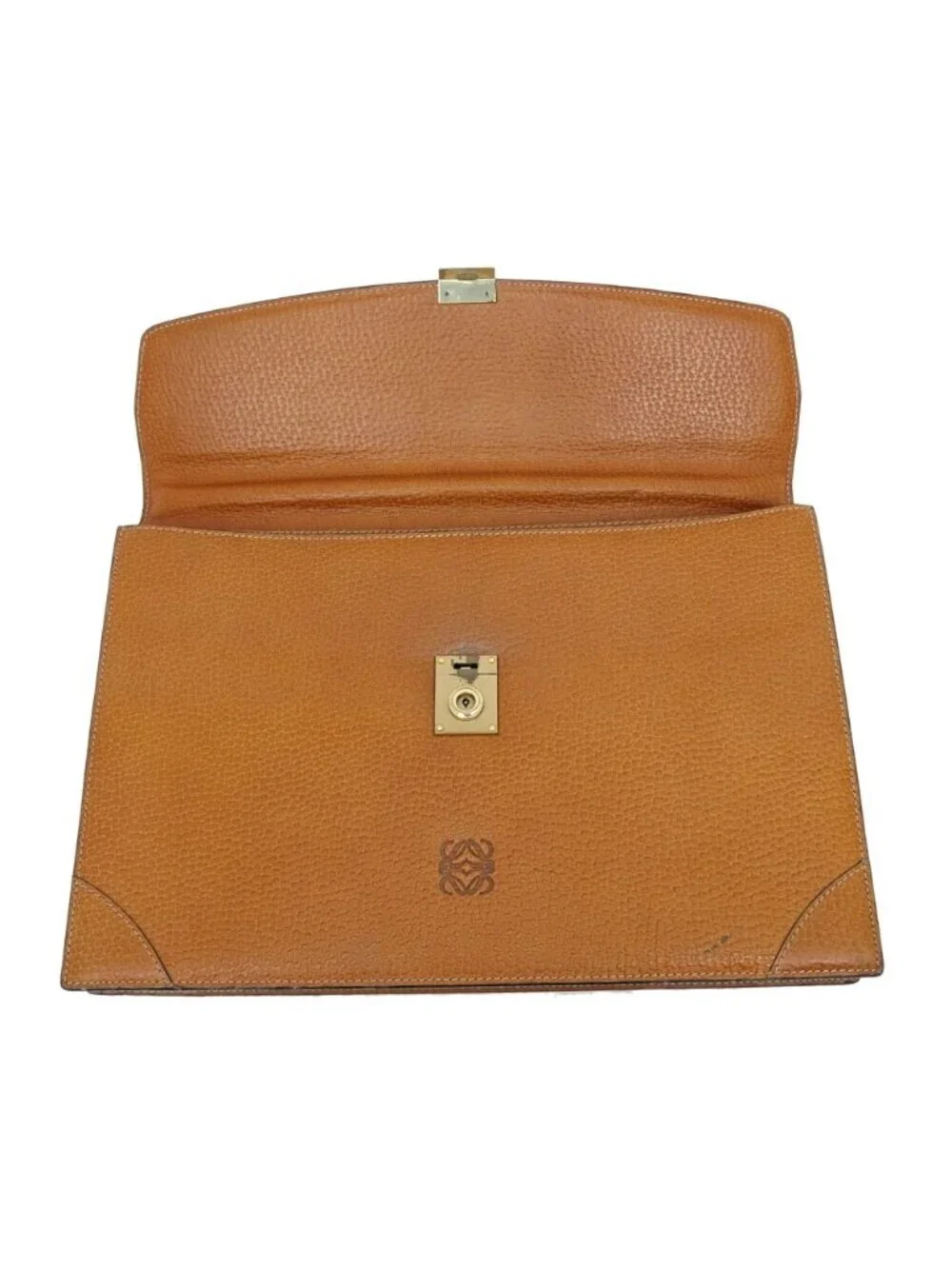 Loewe Business Light Brown Gold Anagram Leather Briefcase